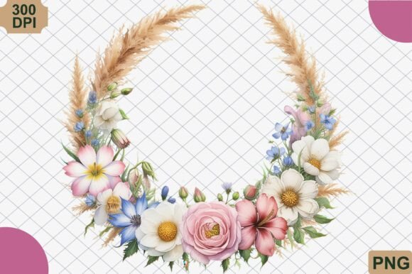 Boho Floral Frame PNG for Rustic Designs