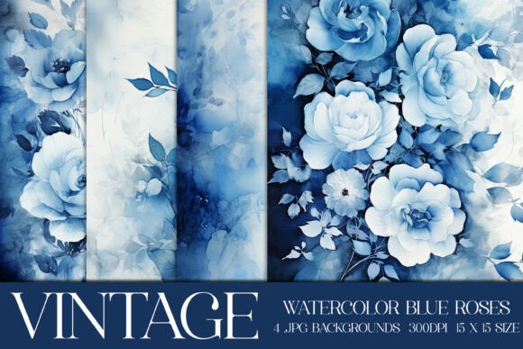 Elevate Your Creative Projects with Watercolor Blue Roses Backgrounds