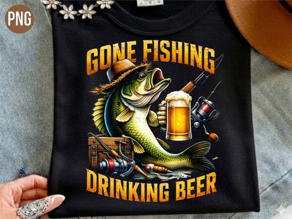 Evaluating the Gone Fishing Drinking Beer Bass Fish PNG for Creative Projects