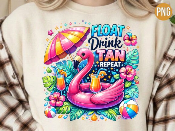 Flamingo Float Drink Tan Repeat Summer Design