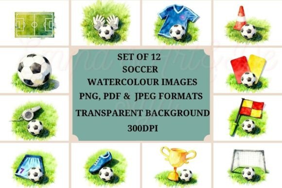 Football Watercolor Clipart for Designs