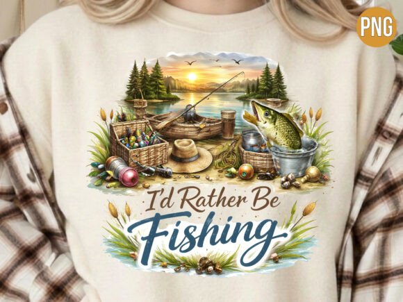 I'd Rather Be Fishing PNG for Creators