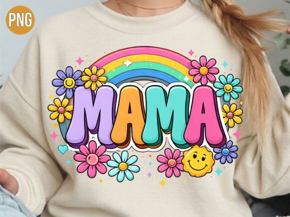 Retro Rainbow Mama Smiley Daisy PNG Guide