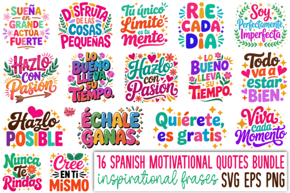 Spanish Motivational Quotes PNG Bundle