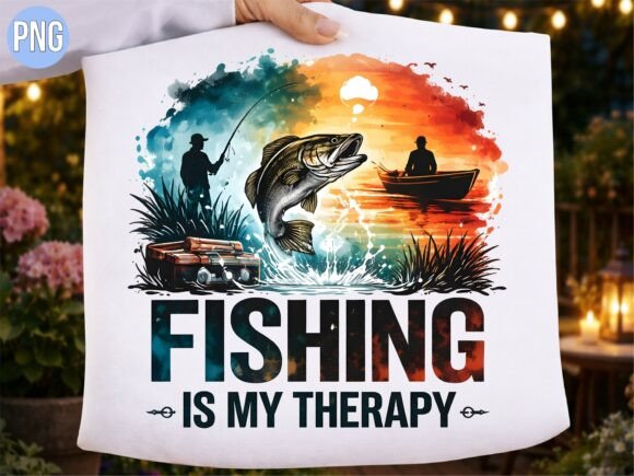 Strategic Branding with the Fishing is My Therapy Bass Fishing PNG
