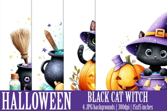 Strategic Visual Positioning with Halloween Black Witch Cat Backgrounds S1