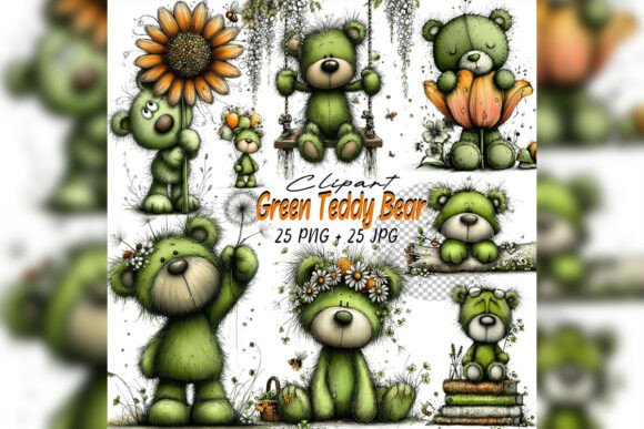 Whimsical Floral Green Teddy Bear Clipart: A Guide to Soft Woodland Design
